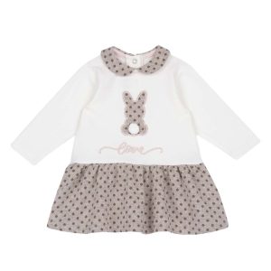 VESTITO A POIS CHICCO BAMBINA BIANCO BEIGE