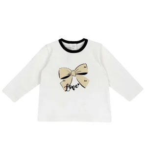T-SHIRT MANICA LUNGA CON FIOCCO CHICCO BAMBINA BIANCO