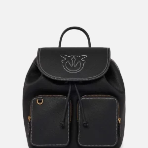 Pinko zaino nero multitasche con logo cucito