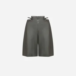 Silence Eco Cut shorts verde in pelle cut-out