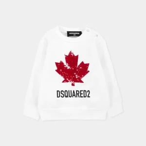 Dsquared 2 felpa kids bianco con logo rosso