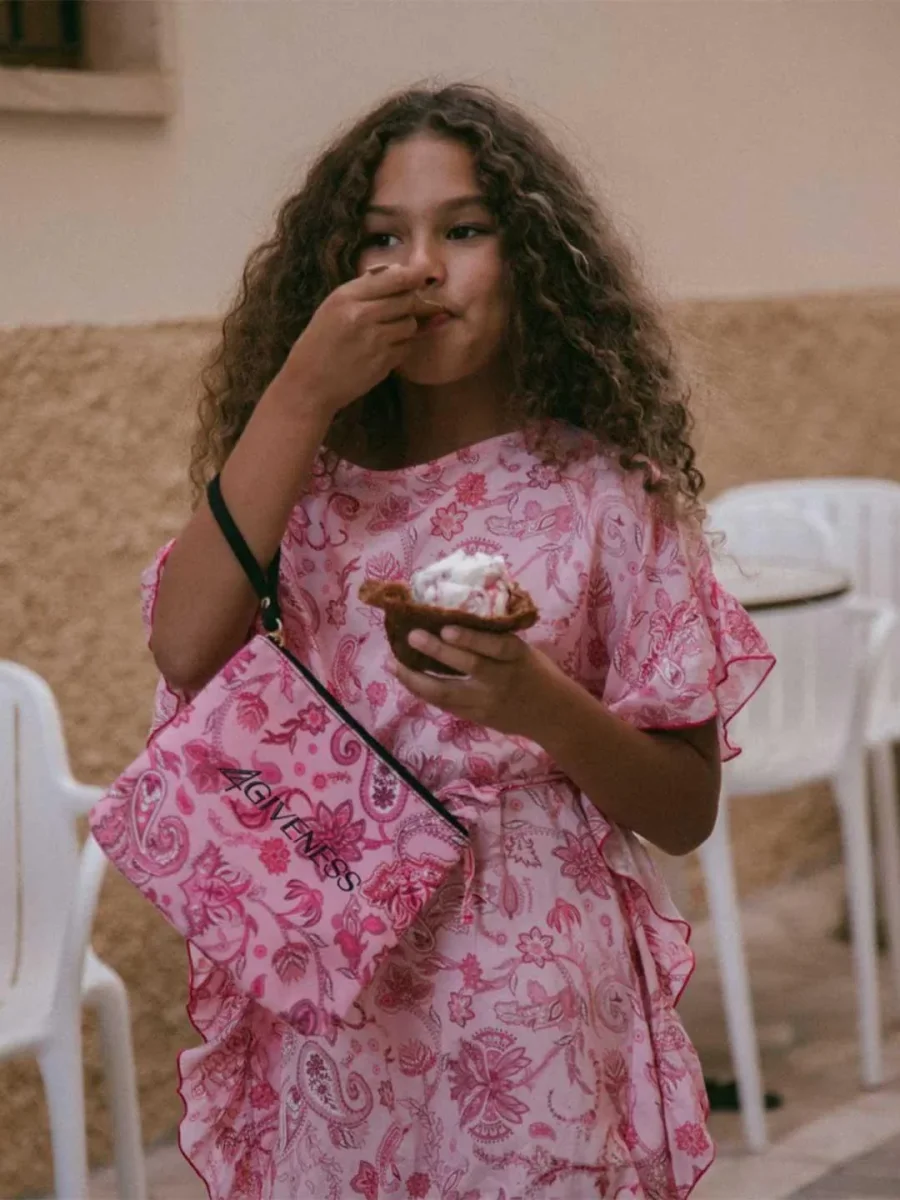 4Giveness Antibes kaftano kids rosa a bandana