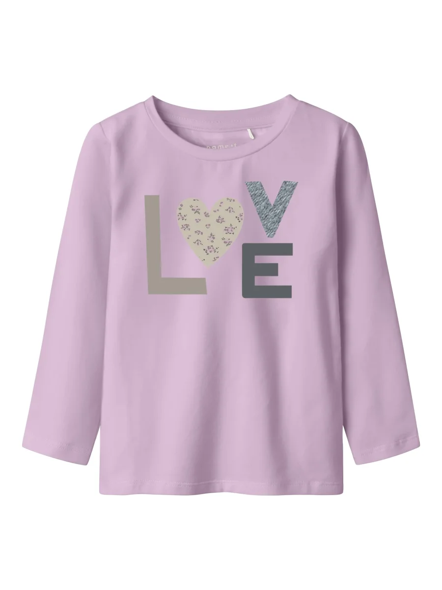 Name It maglia kids rosa maniche lunghe con stampa Love - immagine 2