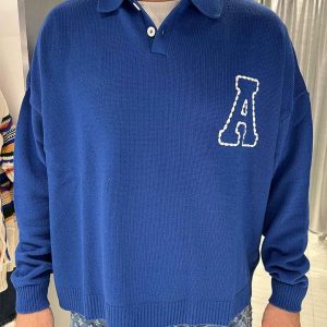 All or Nothing polo blu con ricamo