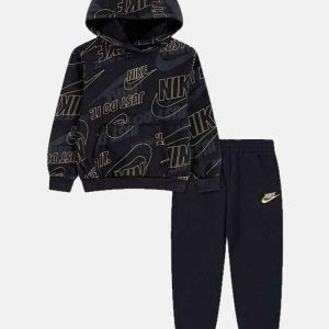 Nike coordinato kids nero multilogo