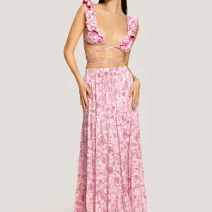 4Giveness Antibes gonna lunga rosa a bandana