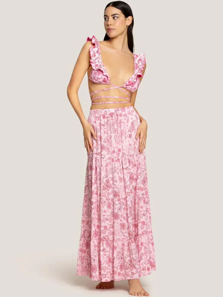 4Giveness Antibes gonna lunga rosa a bandana