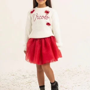 Vicolo kids minigonna toulle rosso glitterato