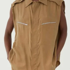 Eleh gilet beige con zip