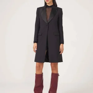 Silence Crepe cappotto nero lungo