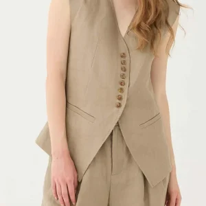 Eleh gilet beige in lino